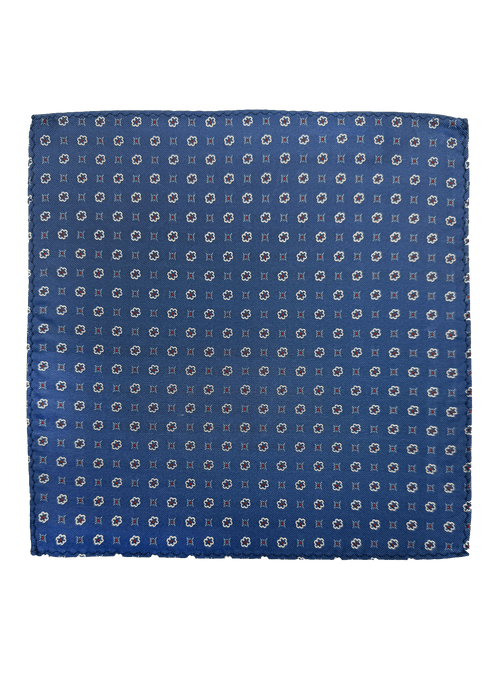 Blue Tile Print Pocket Square