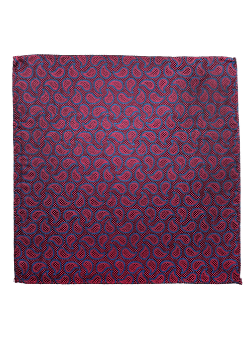 Red Navy Droplet Print Pocket Square