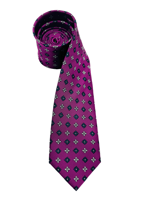 Purple Tile Print Silk Tie
