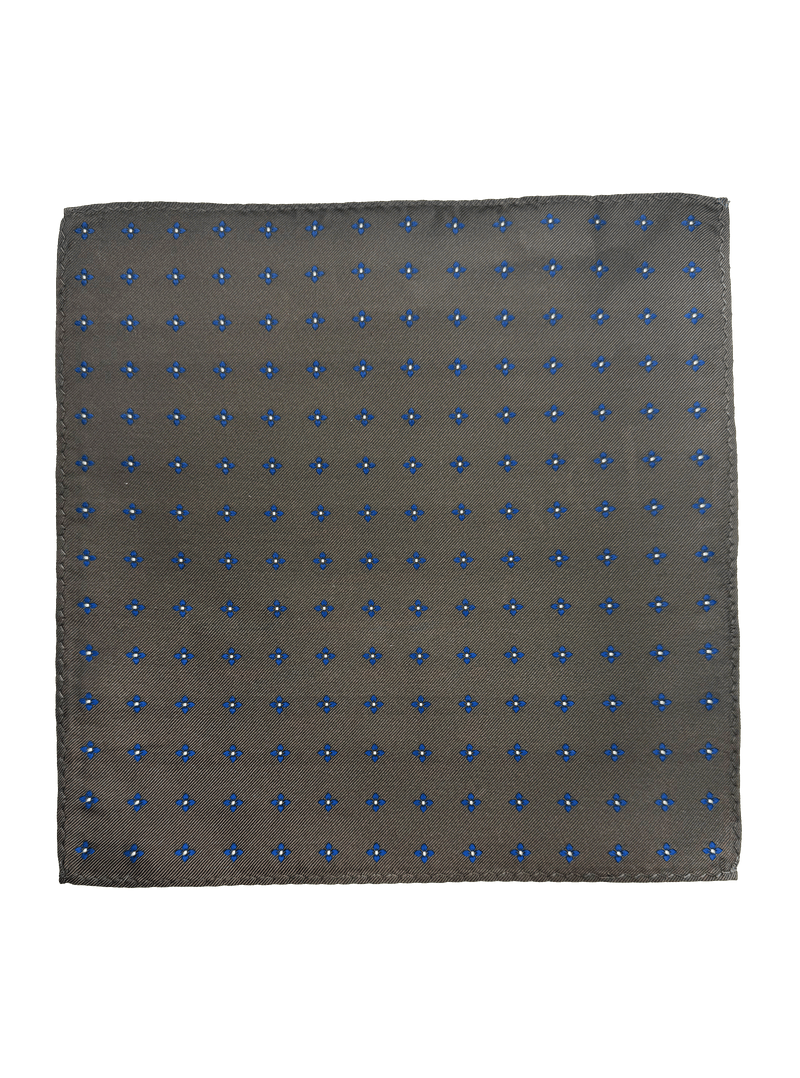 Navy Brown Floral Pocket Square