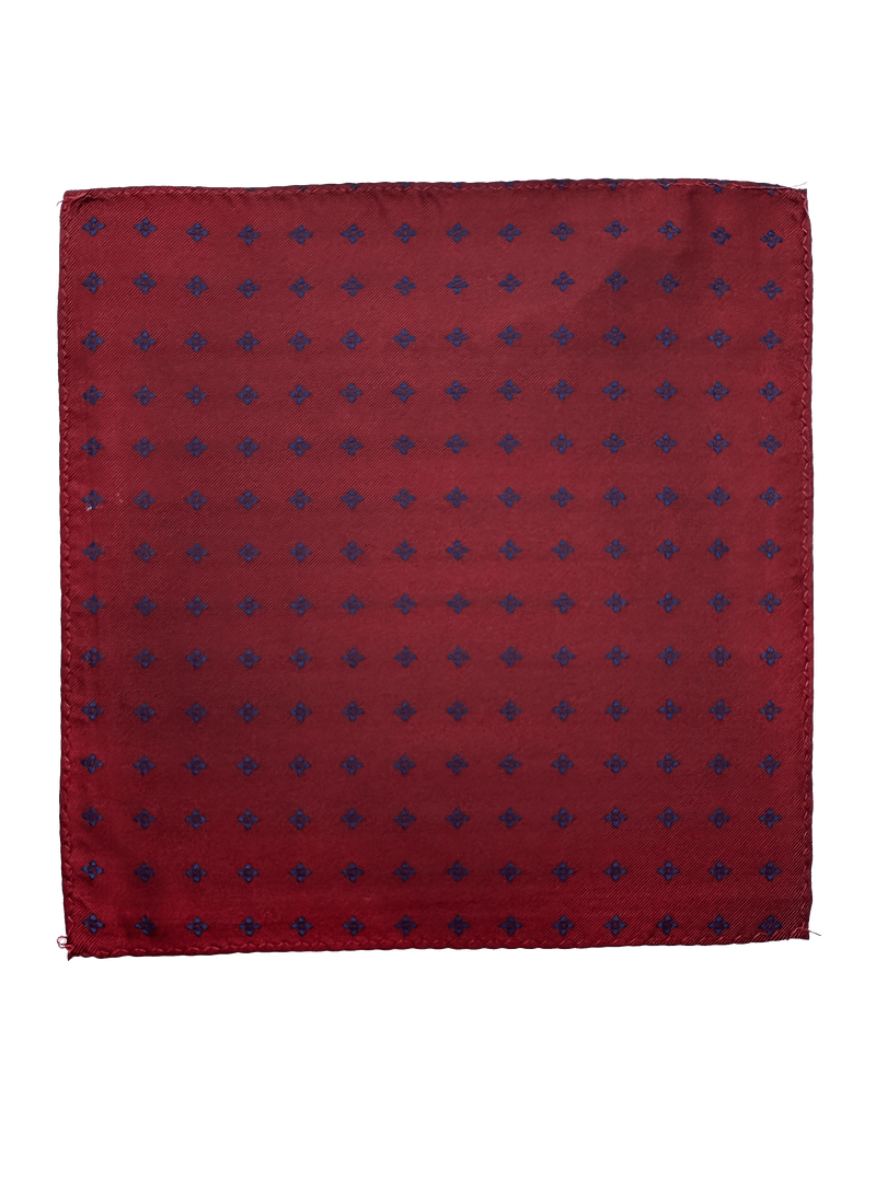 Navy Red Floral Pocket Square