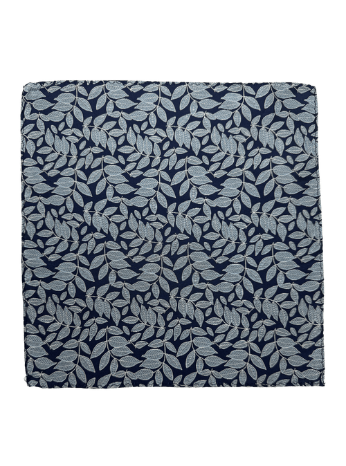Blue Leaf Print Pocket Square